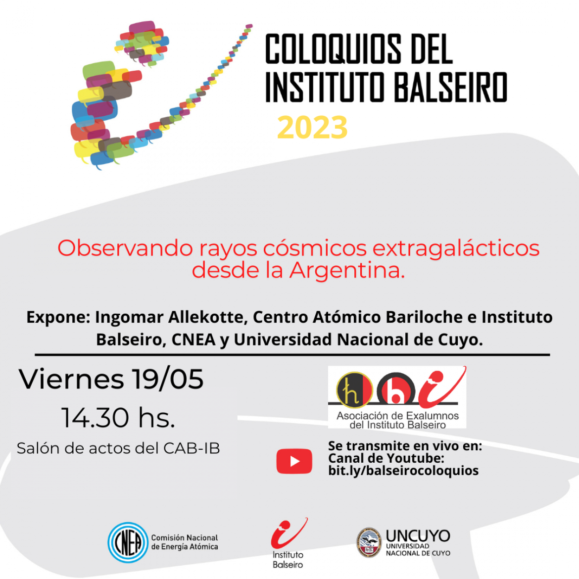 COLOQUIO J. A. Balseiro -19/5: Observando rayos cósmicos extragalácticos desde la Argentina.