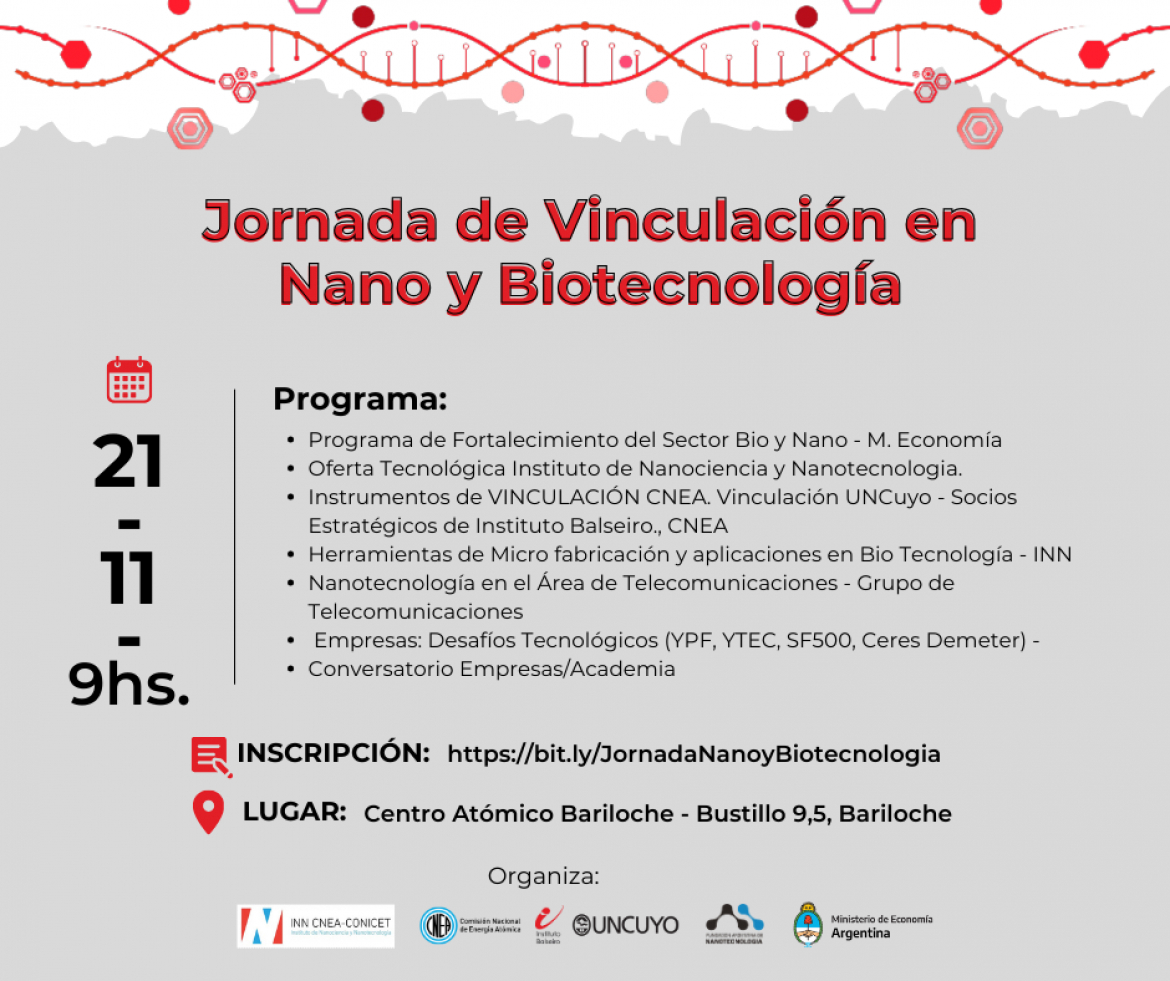 Martes 21/11: Jornada de Vinculación en Nanotecnología y Biotecnología en el Balseiro