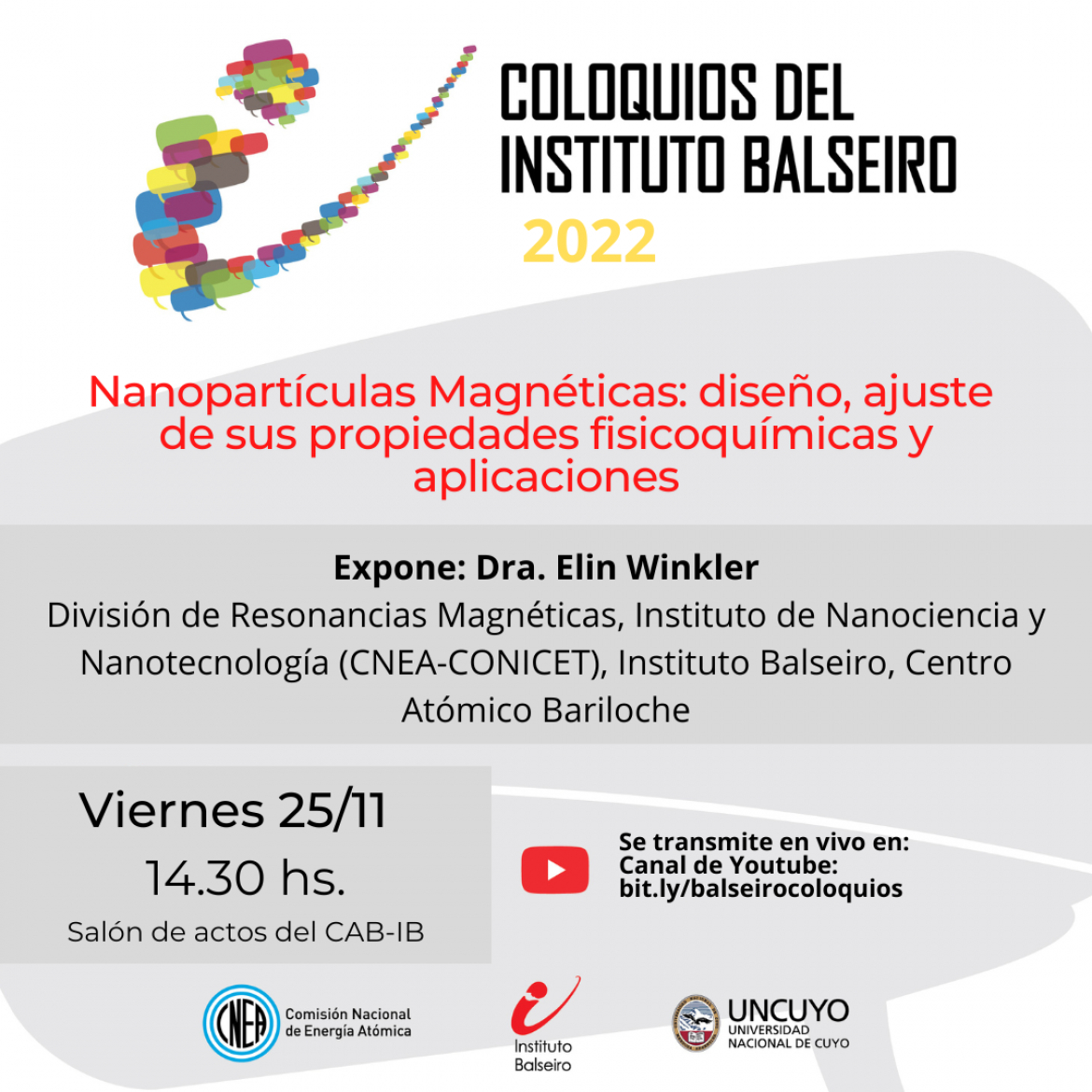 COLOQUIO DEL 25/11: Nanopartículas Magnéticas: diseño, ajuste de sus propiedades fisicoquímicas y aplicaciones