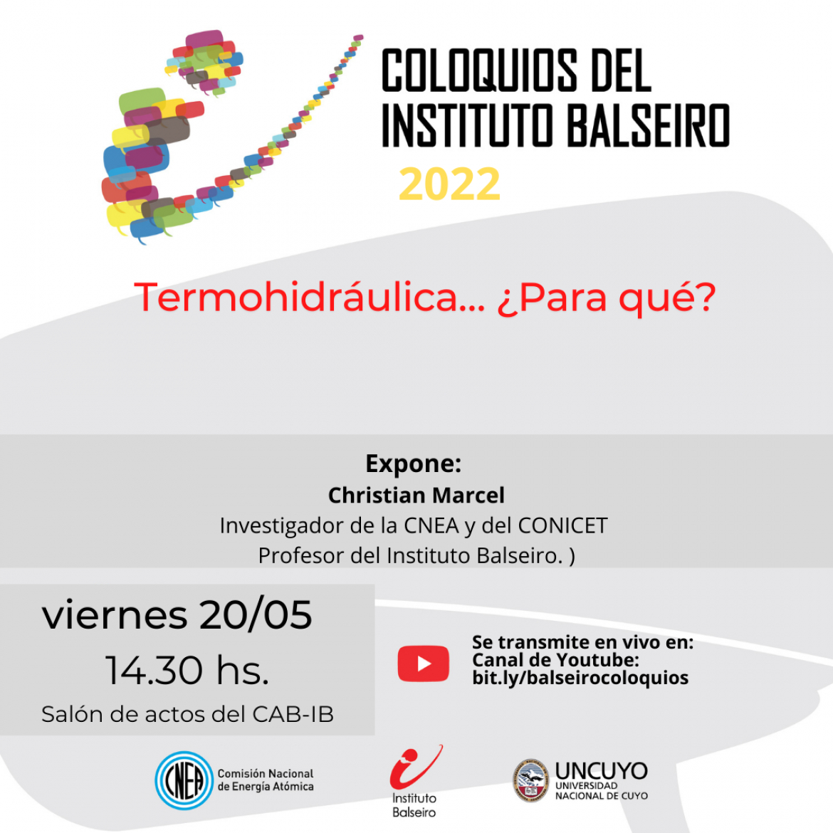 COLOQUIO DEL 20/05: Termohidráulica… ¿Para qué?
