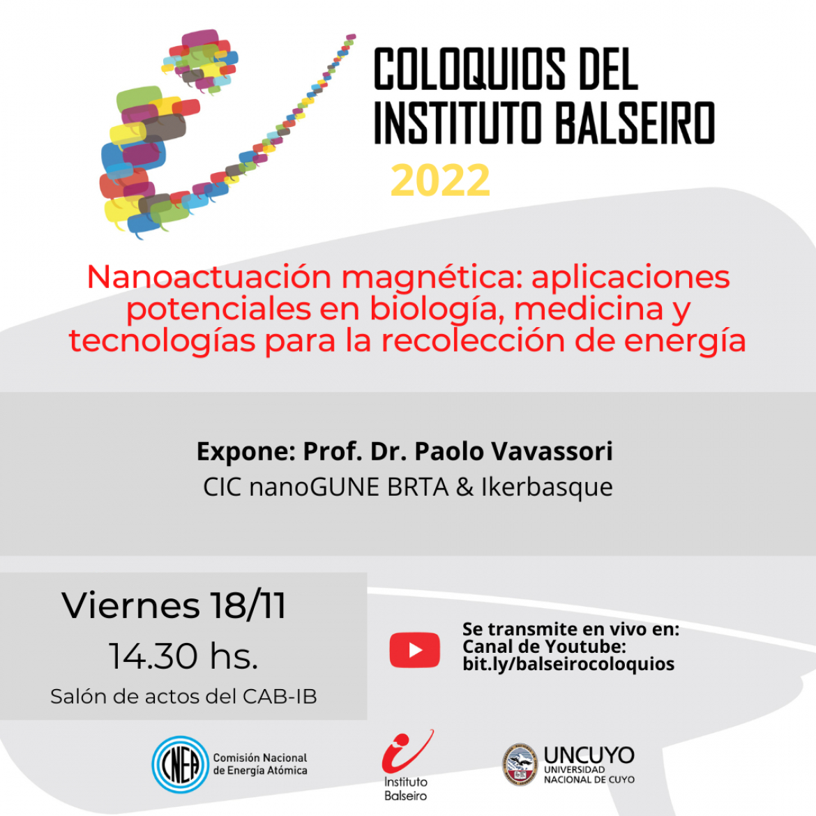COLOQUIO DEL 18/11: Nanoactuación magnética: aplicaciones potenciales en biología, medicina y tecnologías para la recolección de energía