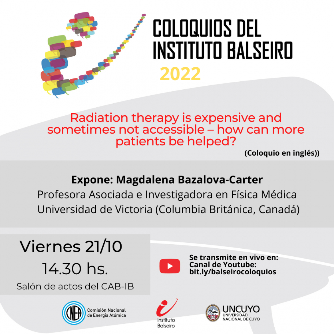 COLOQUIO DEL 21/10: Radiation therapy is expensive and sometimes not accessible – how can more patients be helped?