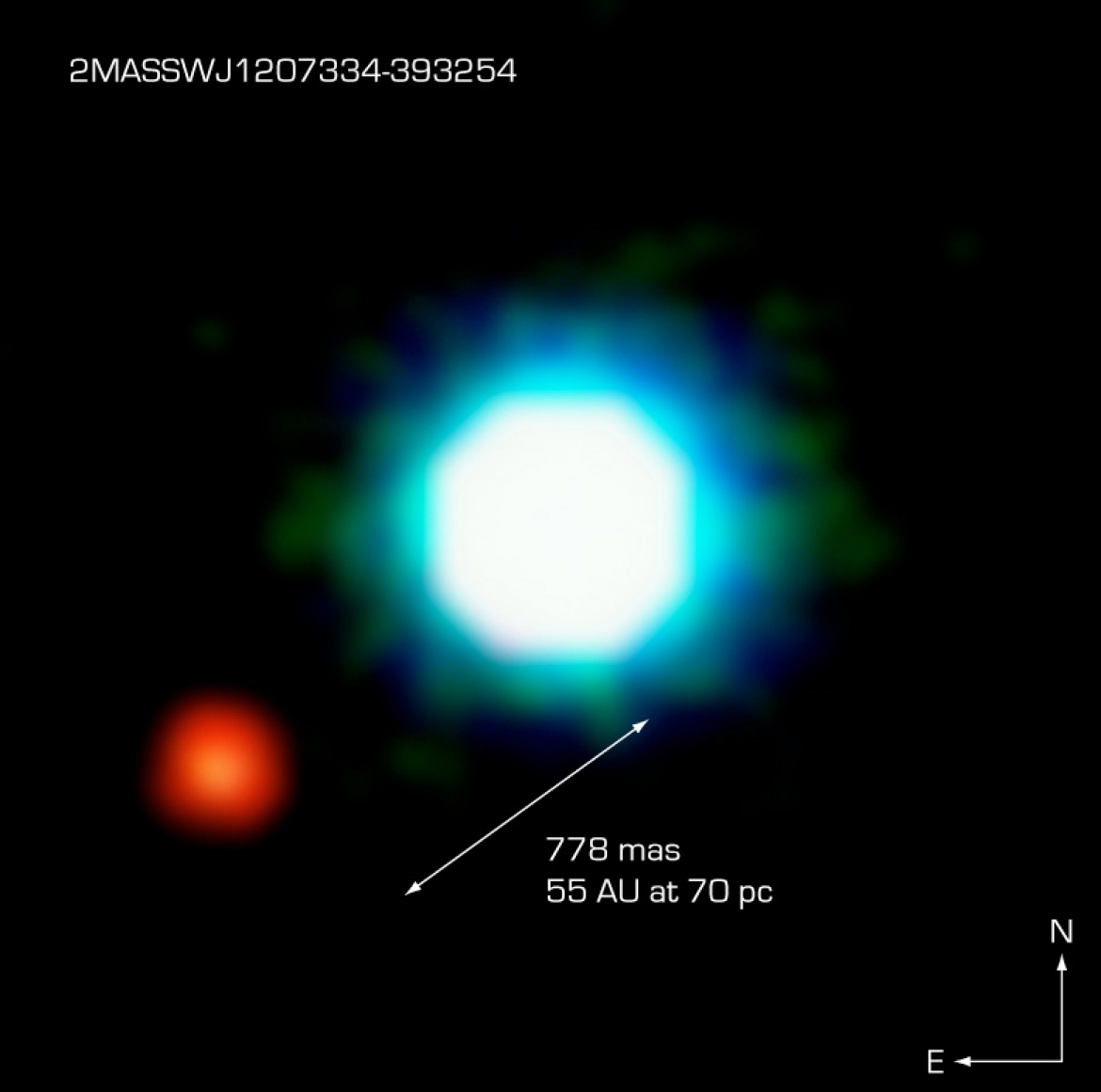 Primera imagen de un planeta extrasolar. Crédito: Observatorio Europeo Austral.