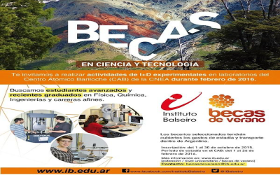 EL BALSEIRO INSCRIBE PARA LAS BECAS DE VERANO 2016