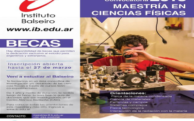 EL BALSEIRO INSCRIBE EN LA MAESTRÍA DE CIENCIAS FÍSICAS