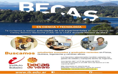 EL BALSEIRO INSCRIBE EN SU PROGRAMA DE BECAS DE VERANO DE 2017
